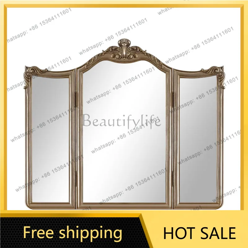 XX. French vanity mirror desktop American retro bedroom vanity tri-fold mirror bathroom mirror