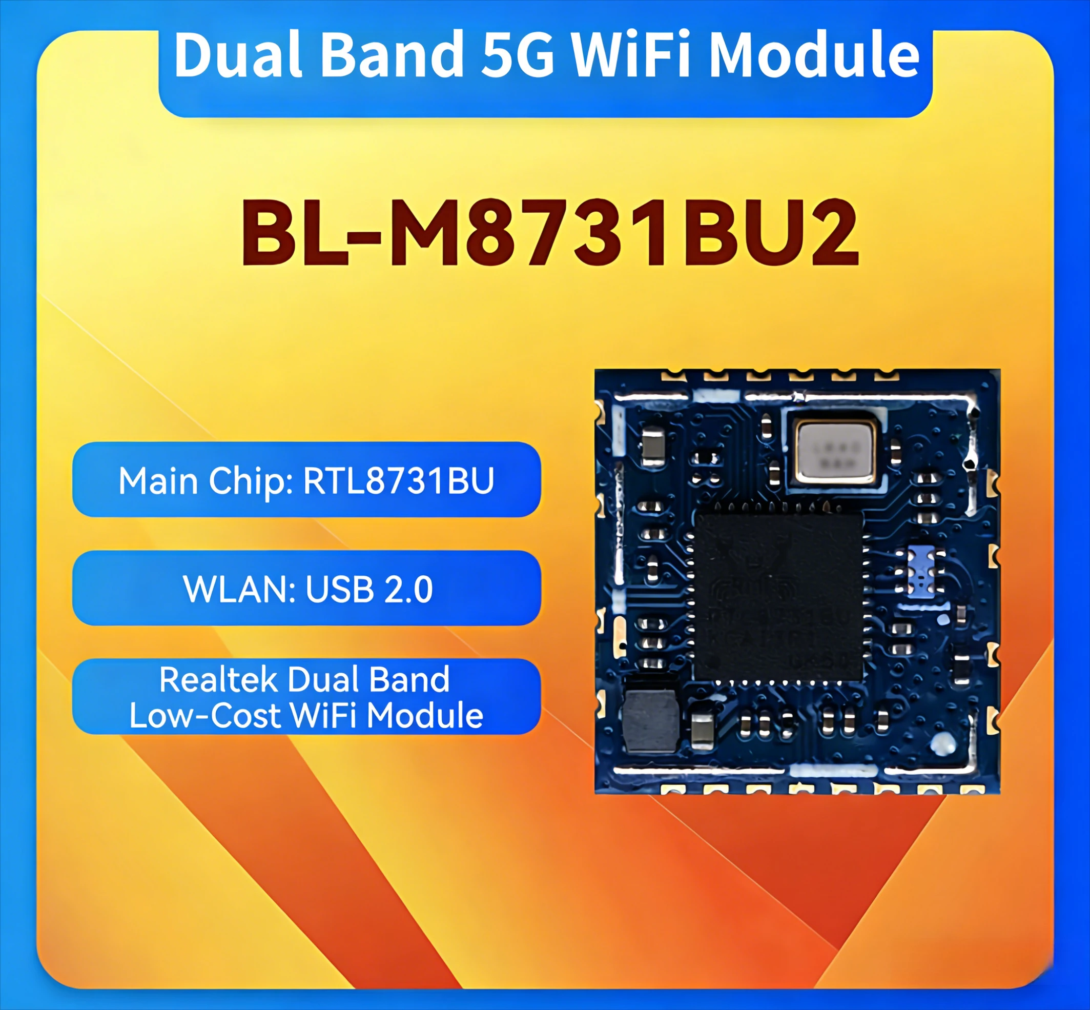 

Двухдиапазонный беспроводной модуль Wi-Fi 5G BL-M8731BU2 с чипом RTL8731BU для трансляции изображения с проектора на экран