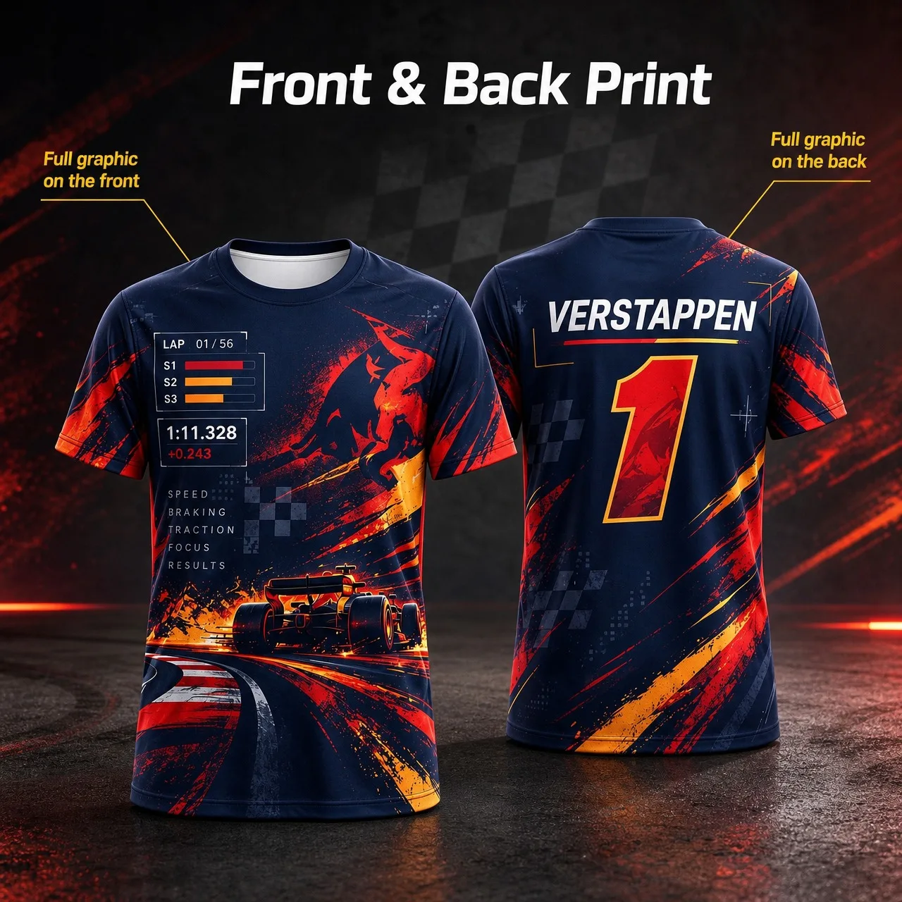 Formula One Racing Men's T-shirt Summer Racing Pattern Printed T-shirt Speed Style Casual Racing Fans Neutral Gift T-shirt