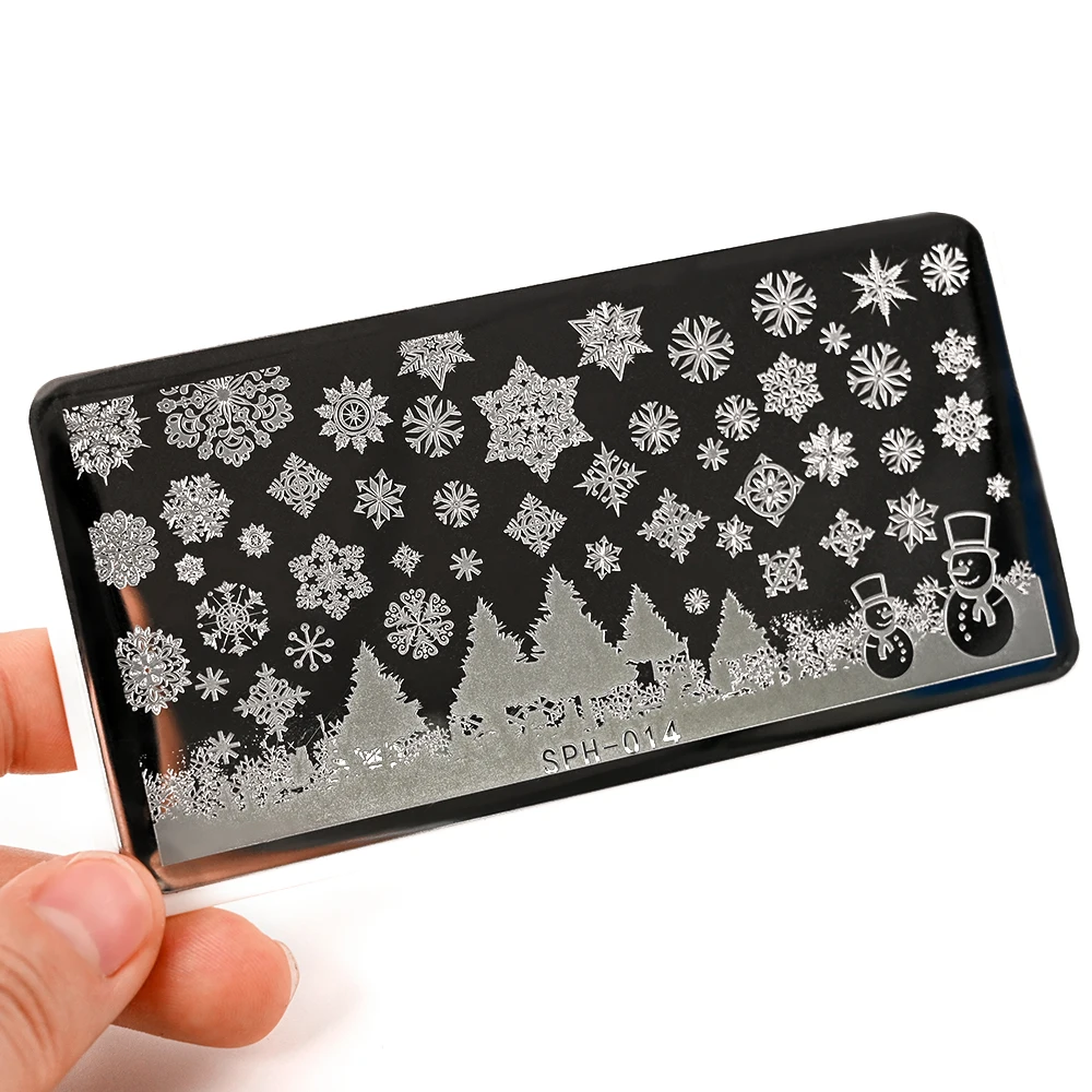 

Snowflake Nail Stamping Plates Christmas Nail Art Templates Winter #Santa Claus Elk Snowman Nail Plate Stencils Mold Nail Tools*