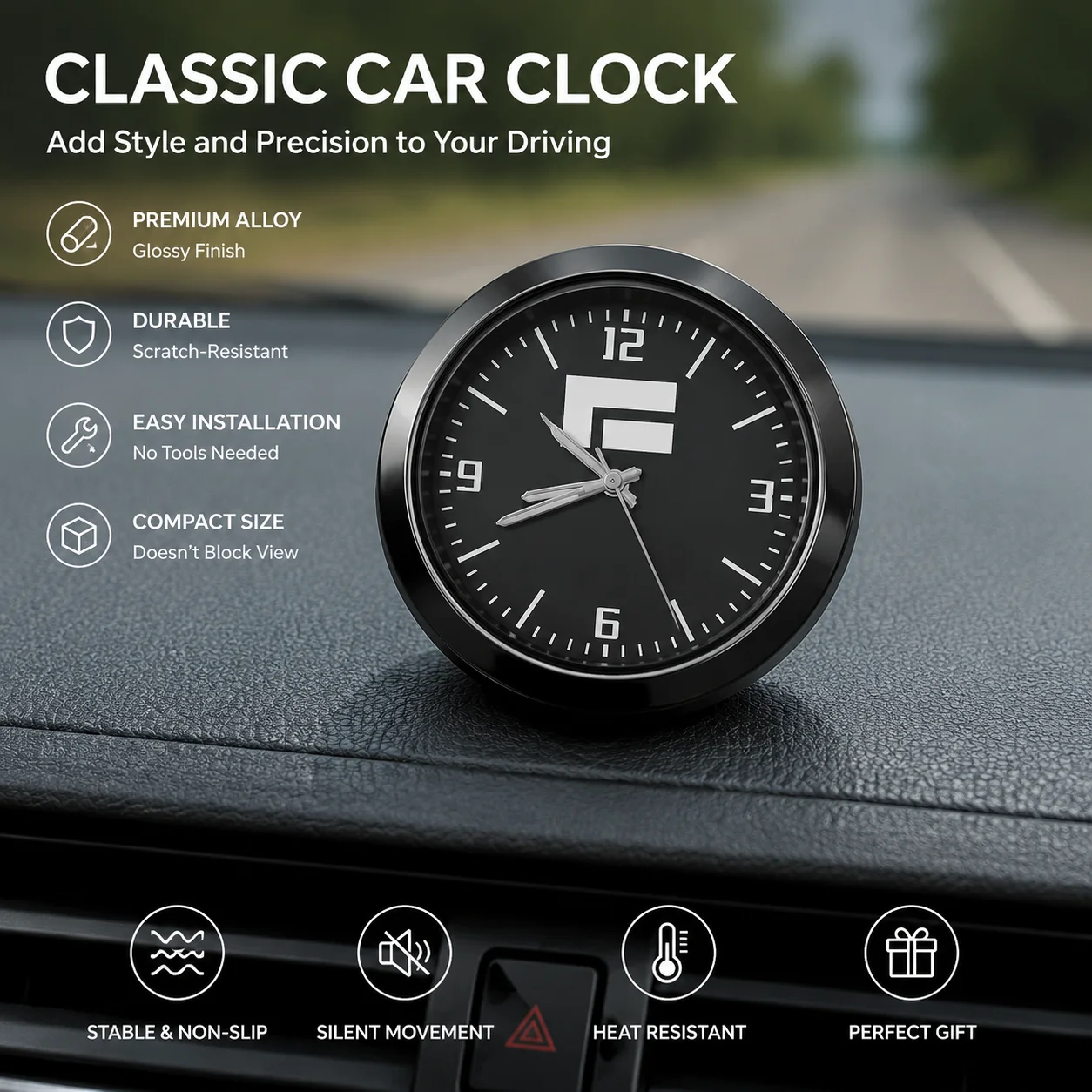 Modified Car Decoration Car Watch Electronic Quartz Watch Dashboard For BMW Toyota Benz Hyundai Audi With Logo