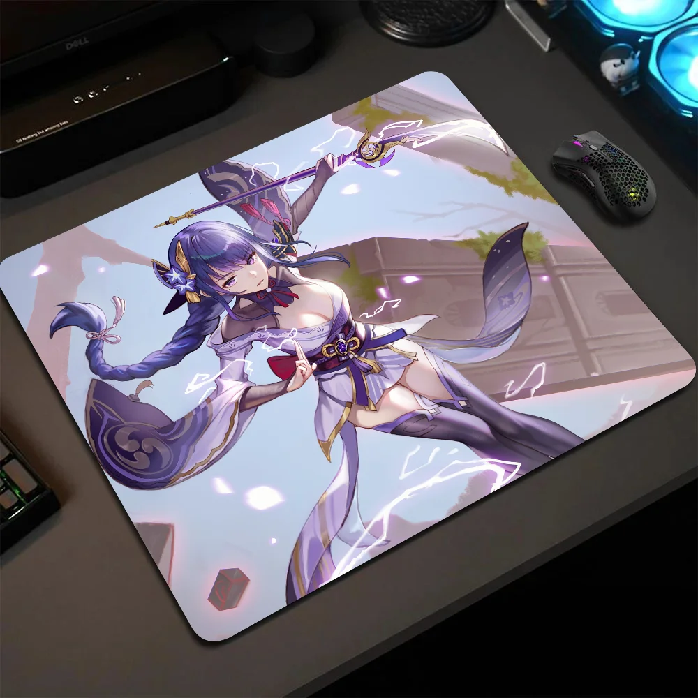 

Raiden Shogun Genshin Impact Mousepad Small LockEdge Mouse Pad For Gamers Computer Desk Pad Anti-slip Rubber