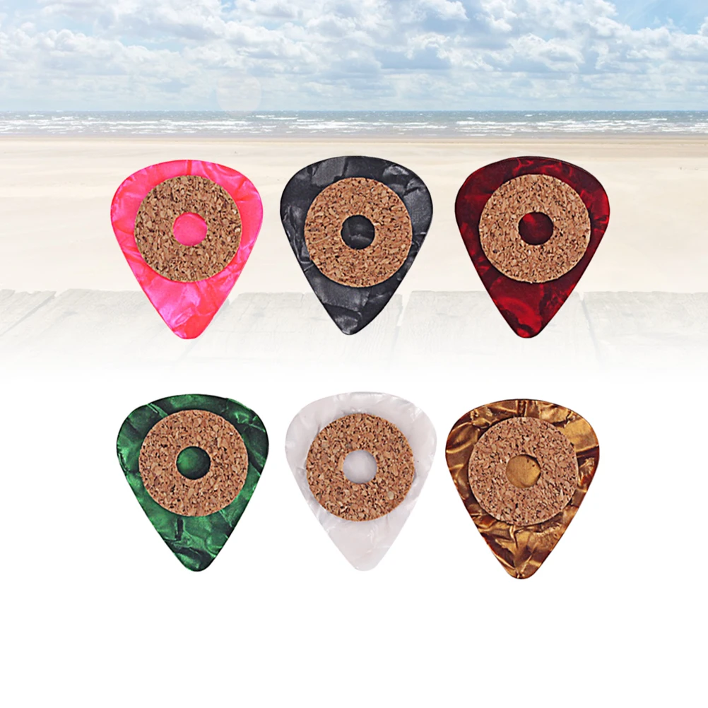 

6pcs Guitar Picks Colorful Non-slip Grip Cork Tape Guitar Picks for Guitar Bass Ukulele Mandolin Banjo (0.5mm)