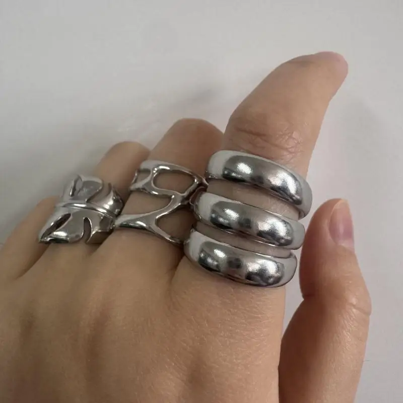 Unisex Stainless Steel Irregular Multi-Layer Ring