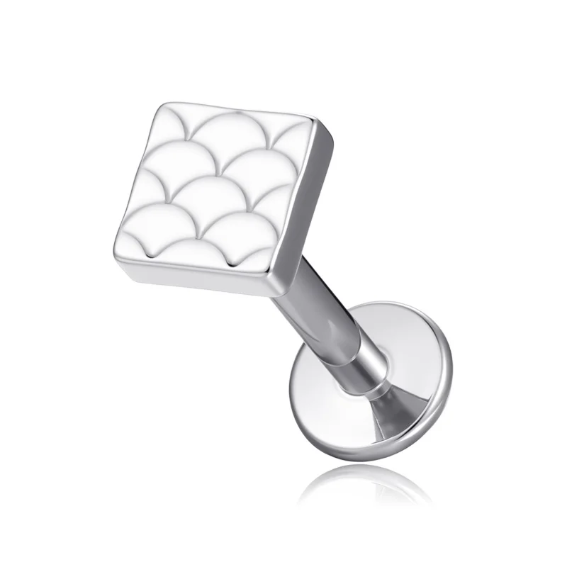 2 قطعة G23 التيتانيوم الأنف وأقراط شقة الظهر صغيرة صغيرة الأنف اللولب الغضروف الزنمة محارة مربع Labret هيئة ثقب المجوهرات #1