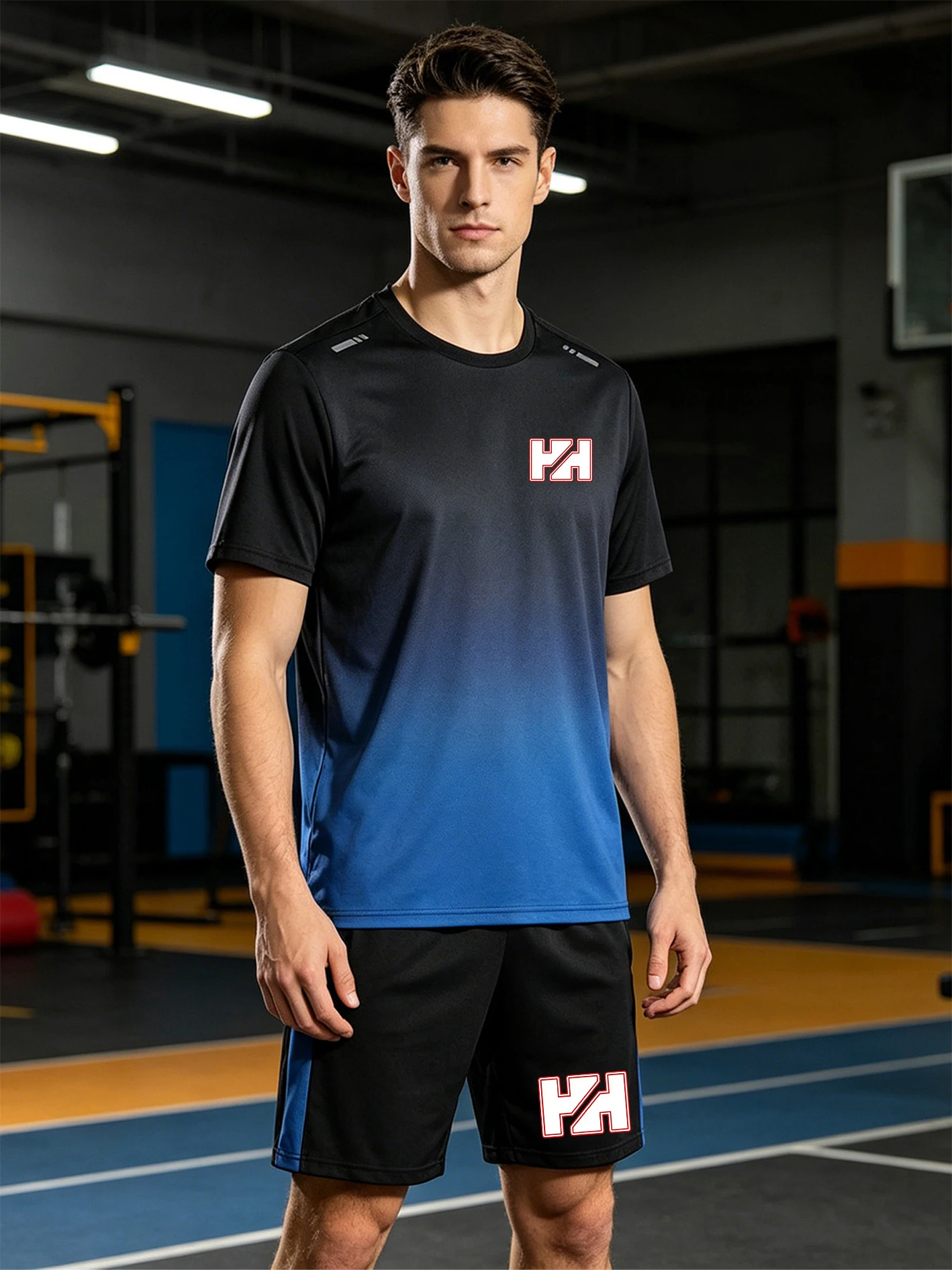 

Men's Gradient Quick-Dry Short Sleeve Set, Wrinkle-Resistant, Wear-Resistant, Shape-Retaining,
