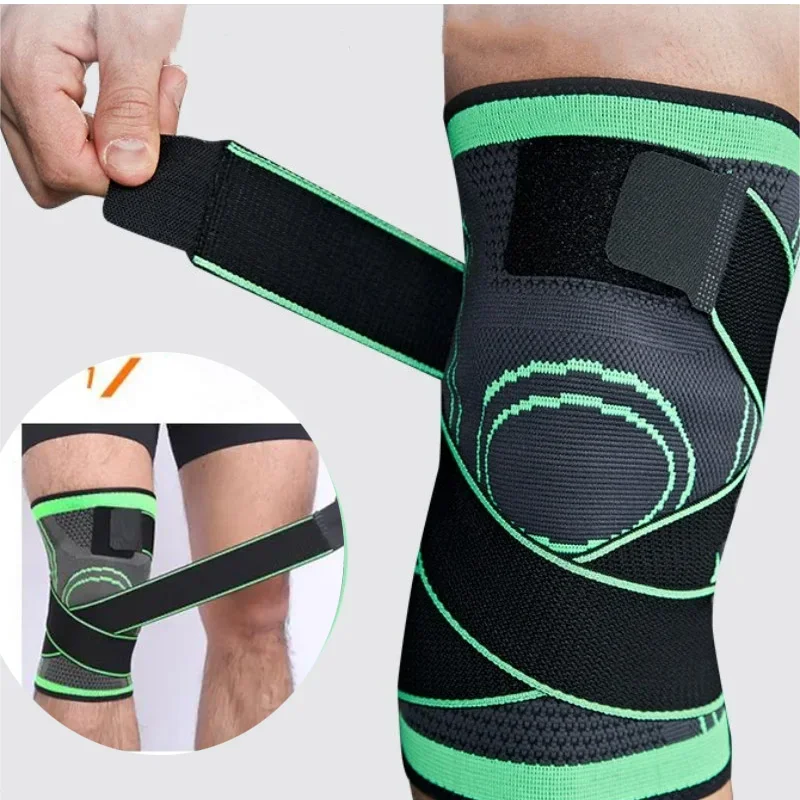 NEW 1PC Sports Kneepad Men Pressurized Elastic Knee Pads Support Fitness Gear Basketball Volleyball Brace Protector