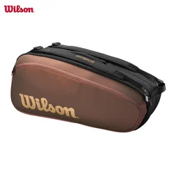 WILSON-mochila para raqueta de tenis, paquete grande de 9 bolsas de tenis con compartimiento de raqueta termoprotector, color marrón, V14 Super Tour, 2024 Pro