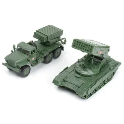 4D Assembling 1/72 Ural Hail Rocket Launcher TOS1 Spitfire Tank Assembling Model Military Toy Car