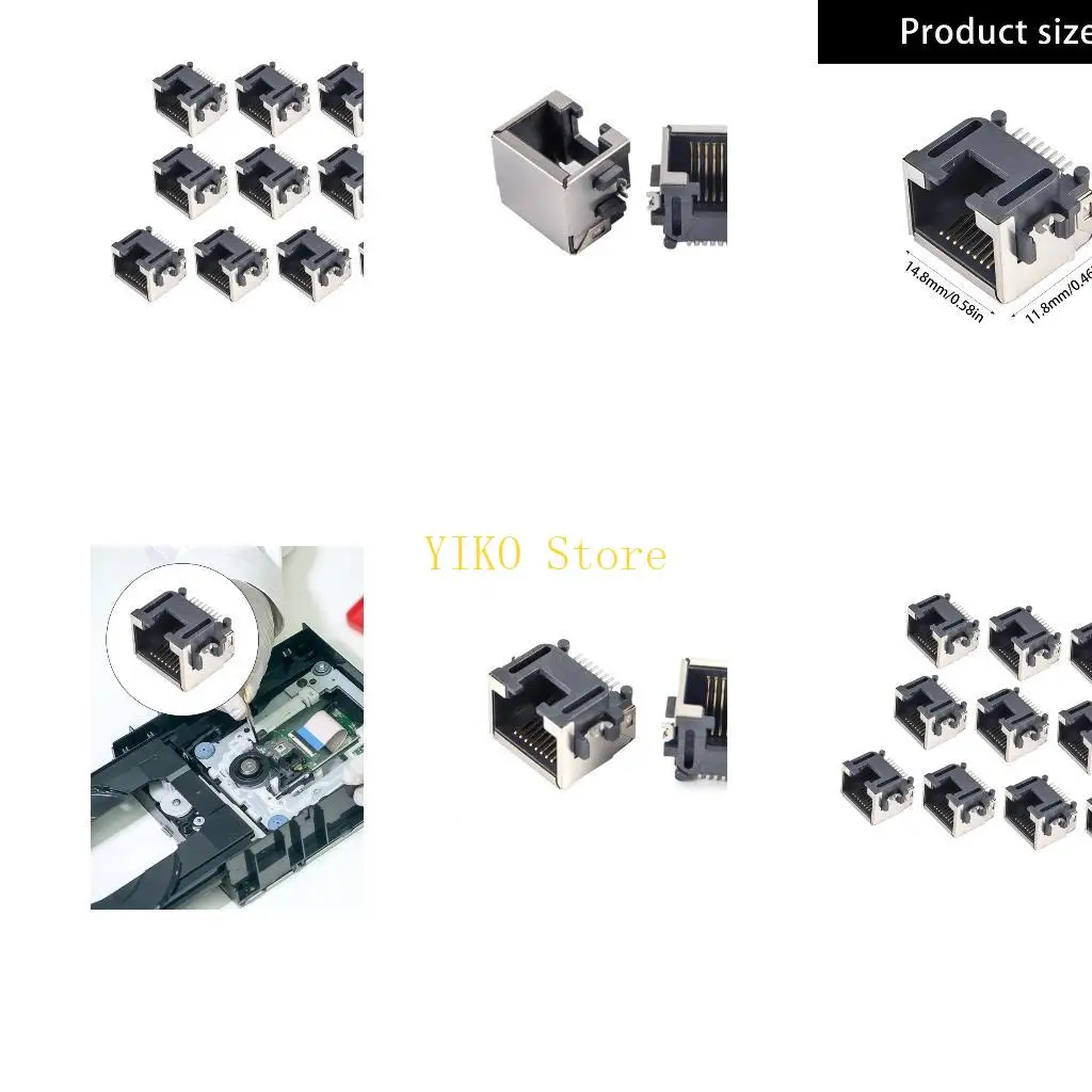 K32C Low Profile RJ45 Socket 10Pieces RJ45 Ethernet Jacks Socket Metal AntiEMI