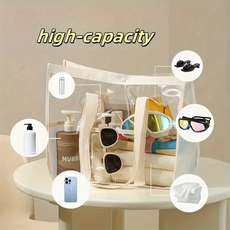 حقيبة حمل شفافة من مادة PVC للنساء والرجال - حقيبة تخزين مقاومة للماء ذات سعة كبيرة لصالة الألعاب الرياضية والسباحة والسفر #4