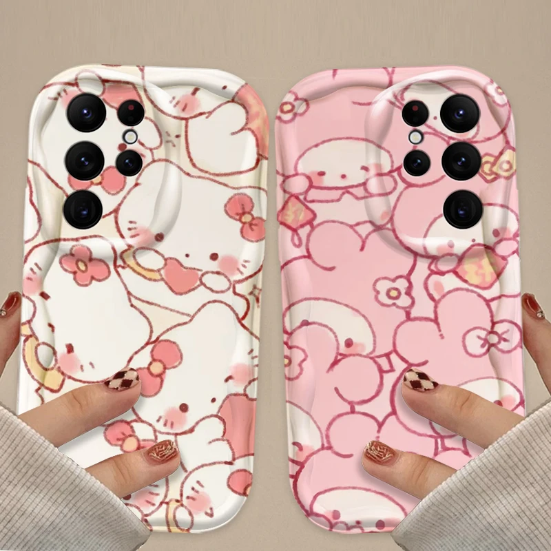 Funda de teléfono con melodía de Hello Kitty de dibujos animados para Samsung Galaxy S25 S24 Ultra S23 S22 S21 S20 Plus FE A56 A36 A26 A17 A07