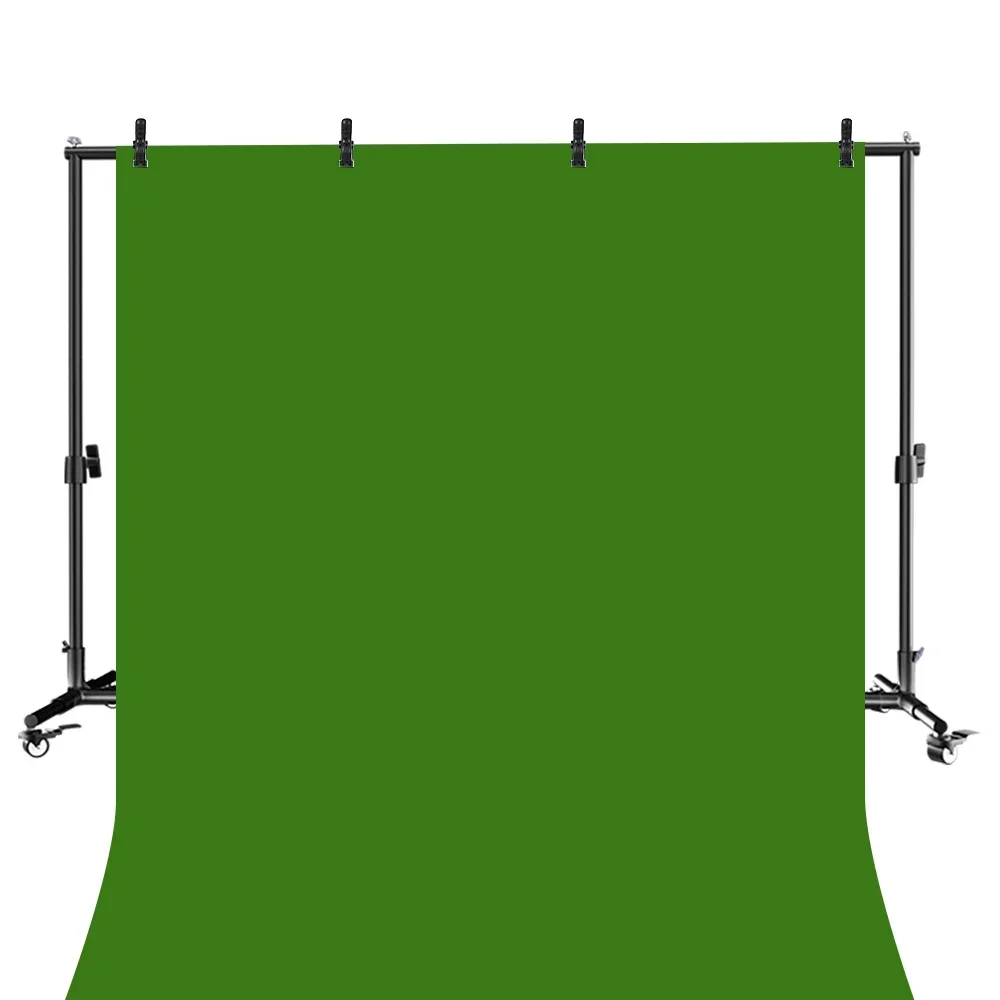 Achtergrondstandaard Fotolijst Achtergrond Met 4 stuks Wielen Visclips 2X2M / 2X3M Fotografieachtergrond Groen Ondersteuning Fotostudio