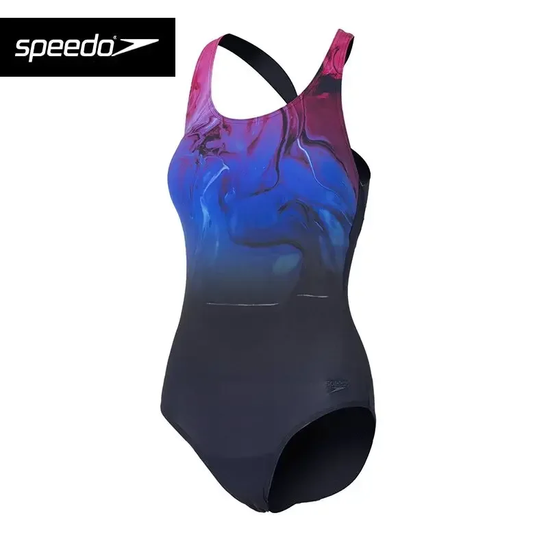 

Speedo Womens Slimming One Piece Swimsuit Colorful Print Triangl Swimwear for Beach Vacation