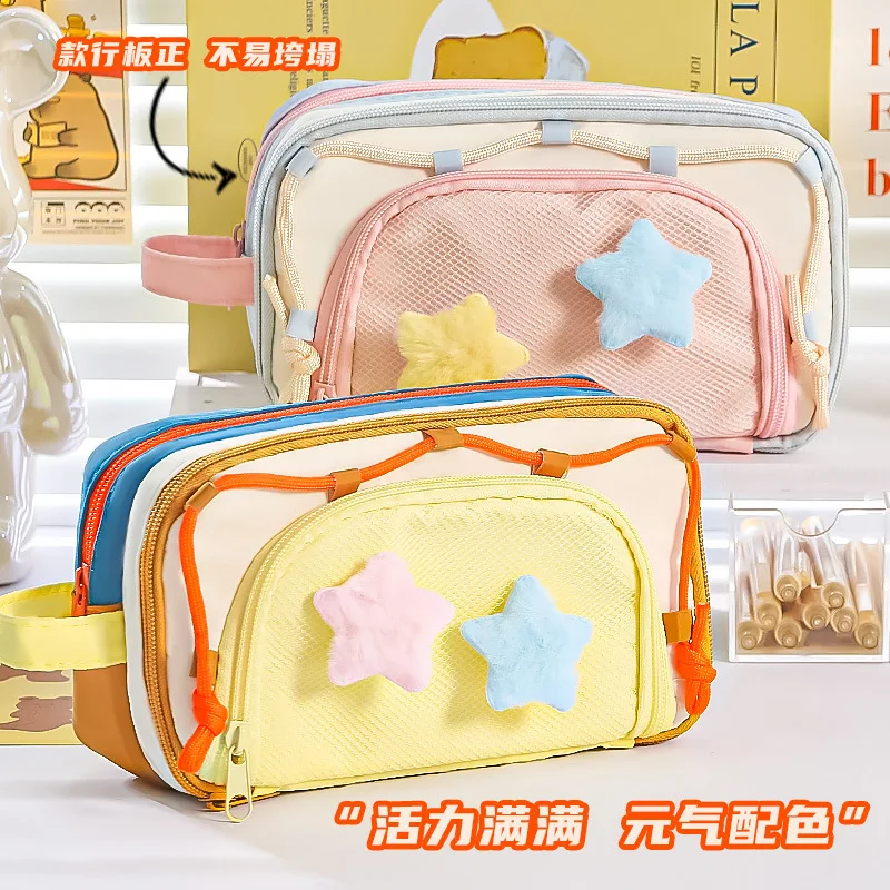 Macaron Color Pencil Case Anti‑collapse Styling Pencil Bag Zipper Stationery Storage Bag for Teen Girls Back To School Gifts