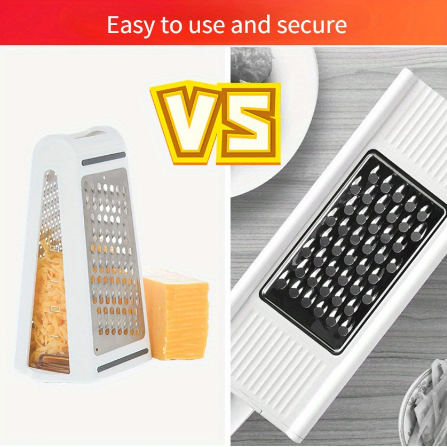 2-In-1 Stainless Steel Cheese Grater With  Container - Dual Sided Shredder & Grinder For Parmesan, Vegetables More Space-Sav