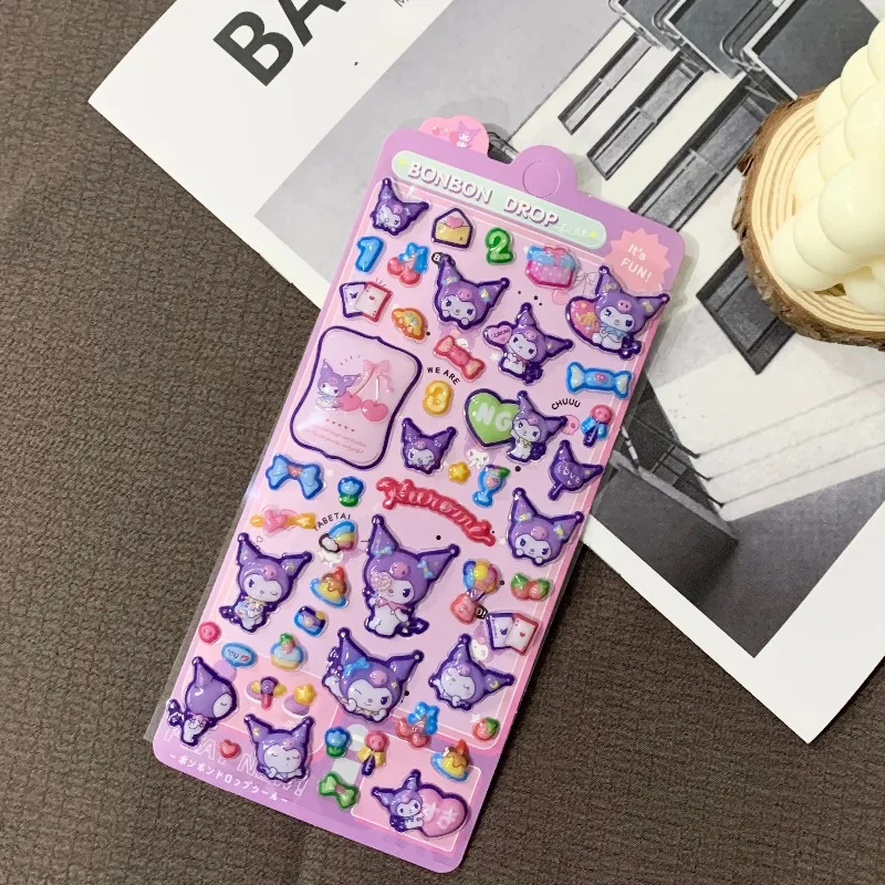 

1 шт., милые креативные 3D наклейки с пузырьками Sanrio, мультяшная мелодия Куроми, наклейка-капля для ноутбука, скрапбукинга, наклейки для телефона, детские игрушки
