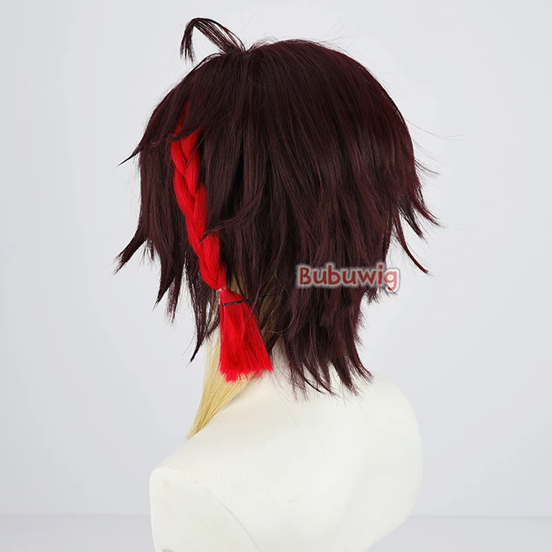 Bubuwig Synthetic Hair Saegusa Akina Cosplay Wigs Virtual YouTuber Saegusa Akina 30cm Short Mixed Color Men Wig Heat Resistant