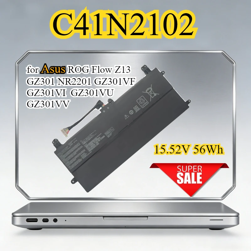 

НОВЫЙ Аккумулятор для ноутбуков Asus ROG Flow Z13 GZ301 NR2201 GZ301VF GZ301VI GZ301VU GZ301VV Series (C41N2102, C41N202-1, 56 Вт·ч)