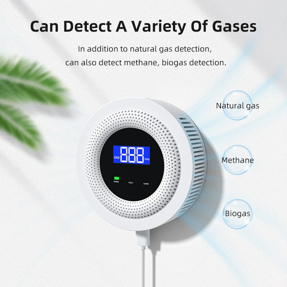 Tuya Gas Leak Sensor Digital Display WiFi Explosive Gas Detector Multifunctional Bluetooth-compatible for LPG Gas Biogas Methane