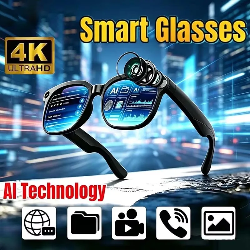 AI Smart Glasses 800W Pixel Anti Blue Light HD Camera Video Bluetooth Call Real-time Translation Live Streaming Glasses