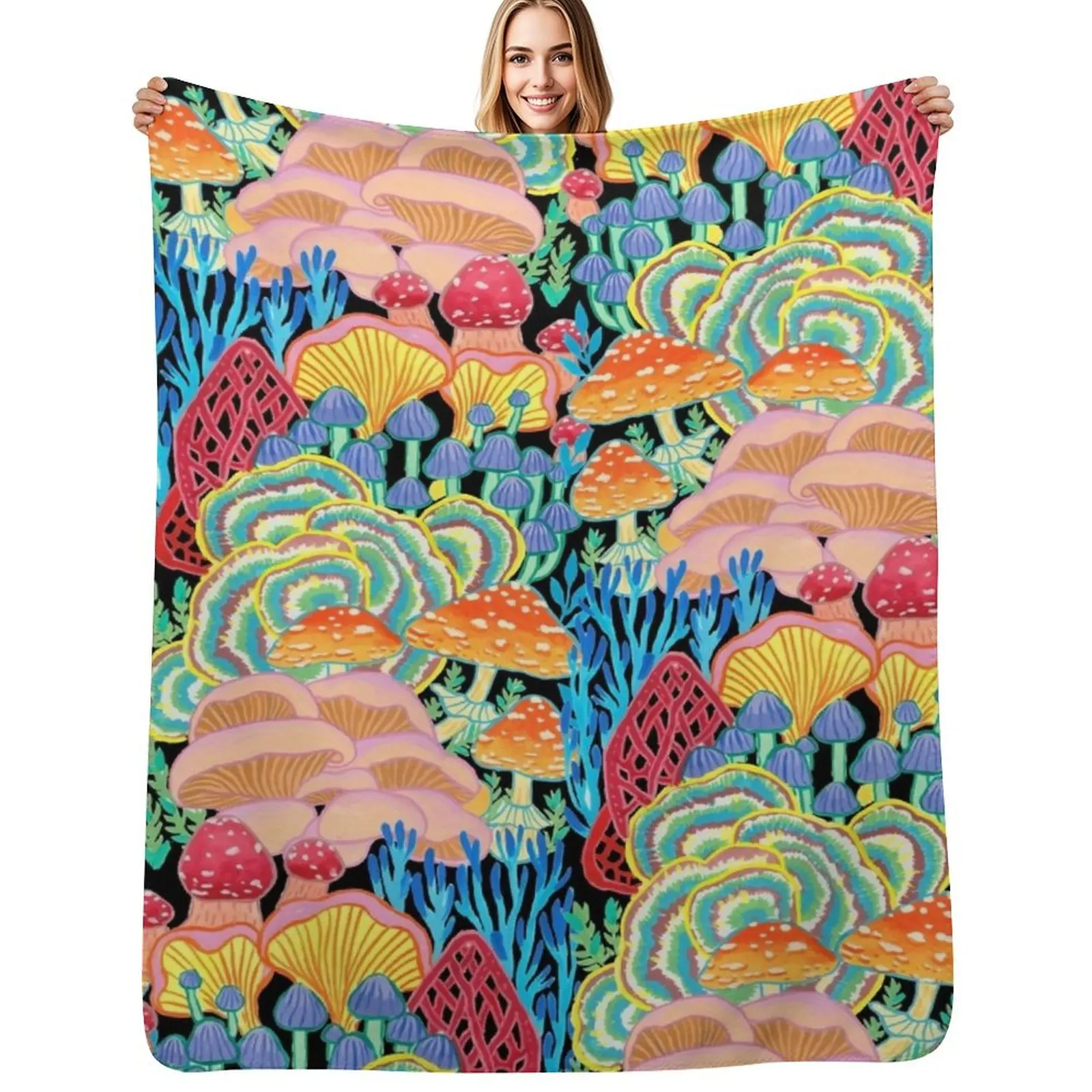 

Fungi World (Mushroom world) - BKBG Throw Blanket For Sofa Thin blankets ands Beautifuls Comforter Blankets