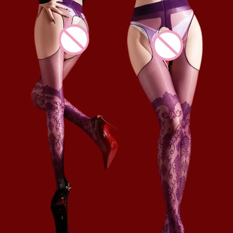 sexy porno stockings four sided hollowed-out silky ultra-thin See-through crotchless pantyhose lingerie accessories sex suit 18+