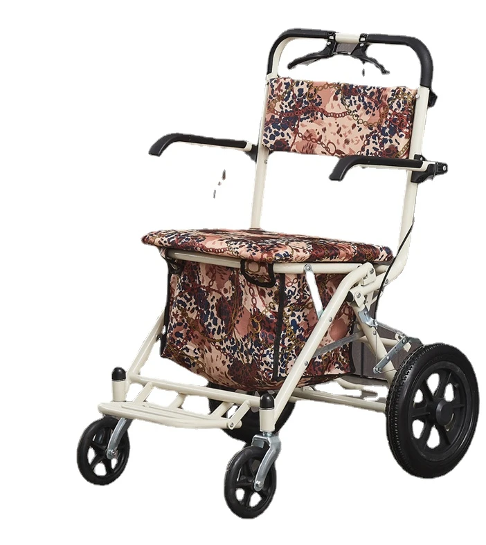 

Elderly stroller big wheel foldable shopping cart can sit on four wheels to buy walking, small cartElderly handcart