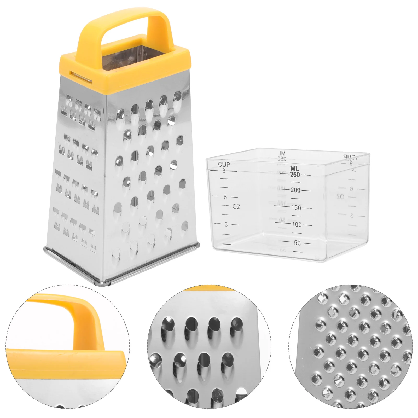 Multifunctional Stainless Steel Four-sided Cheese Grater with Box Vegetable Hand Plastic Kitchen