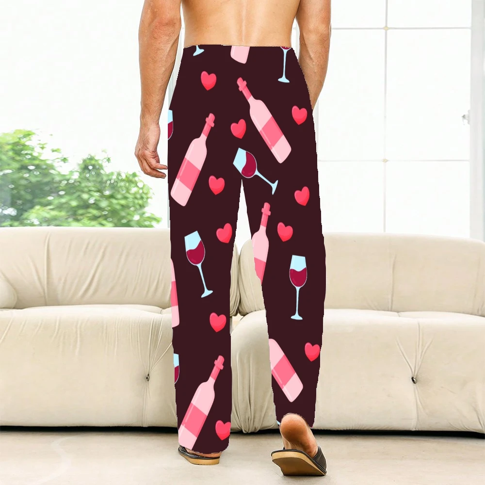 Wine Bottle Pattern Pajama Pants Mens Womens Lounge Pants Super Soft Unisex Sleep Pajama Bottoms with Pockets Drawstring