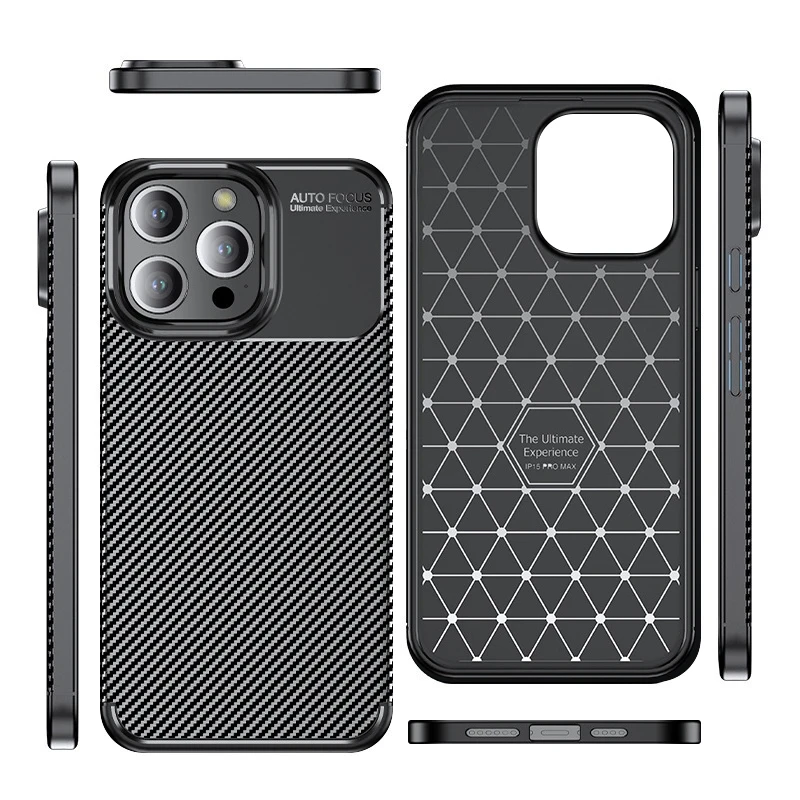 Fibra De Carbono Padrão Phone Case Capa, Protetor Shell, Shell, iPhone 16 Pro Max, iPhone 16Plus
