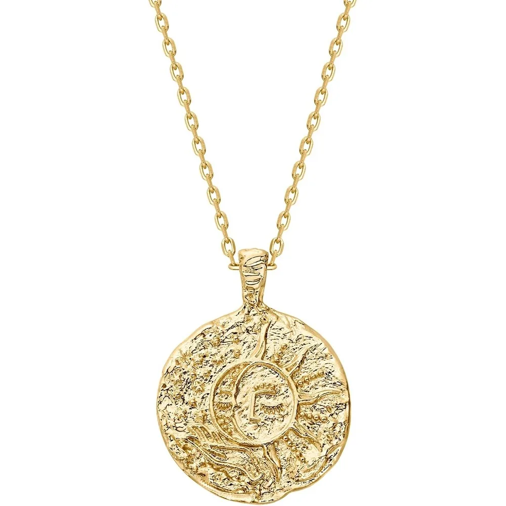 K Gold Plated Silver Plated Engraved Coin Pendant Necklaces for Women | Byzantine Coin Pendants | Bohemian Necklace