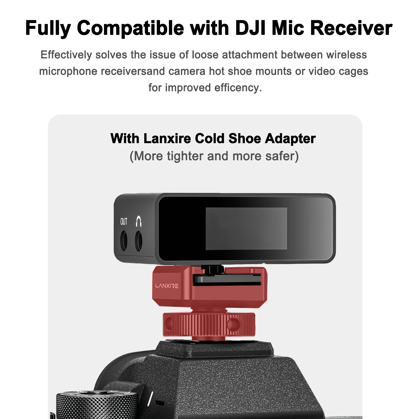 Lanxire Cold Shoe Mount Adapter with Retractable Pins for Anti Drop Microphone Accessories, Fits for Camera Cage