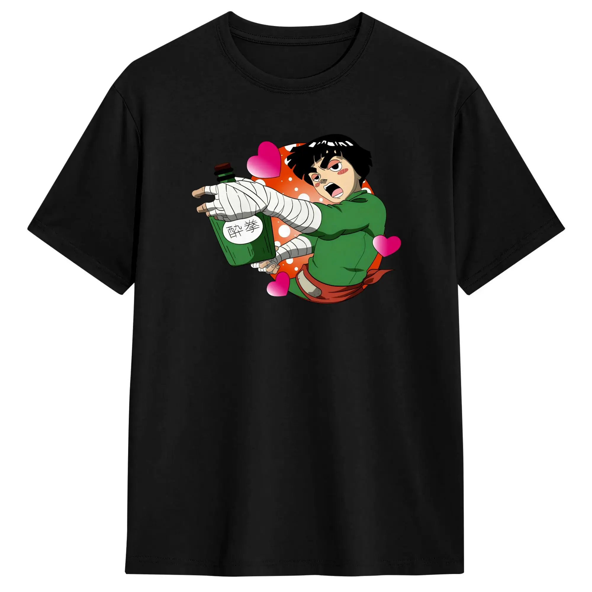 Harajuku T-Shirt Drunken Fist RockLee Cotton T-Shirts  Leisure Tshirt for Male Summer Y2K Basic Casual Short Sleeve Top Tees,