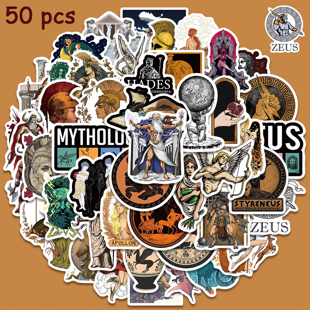 

50pcs Greek Mythology Aesthetics Stickers Funny Graffiti Decals For Laptop Luggage Skateboard Scrapbook Diary Sticker