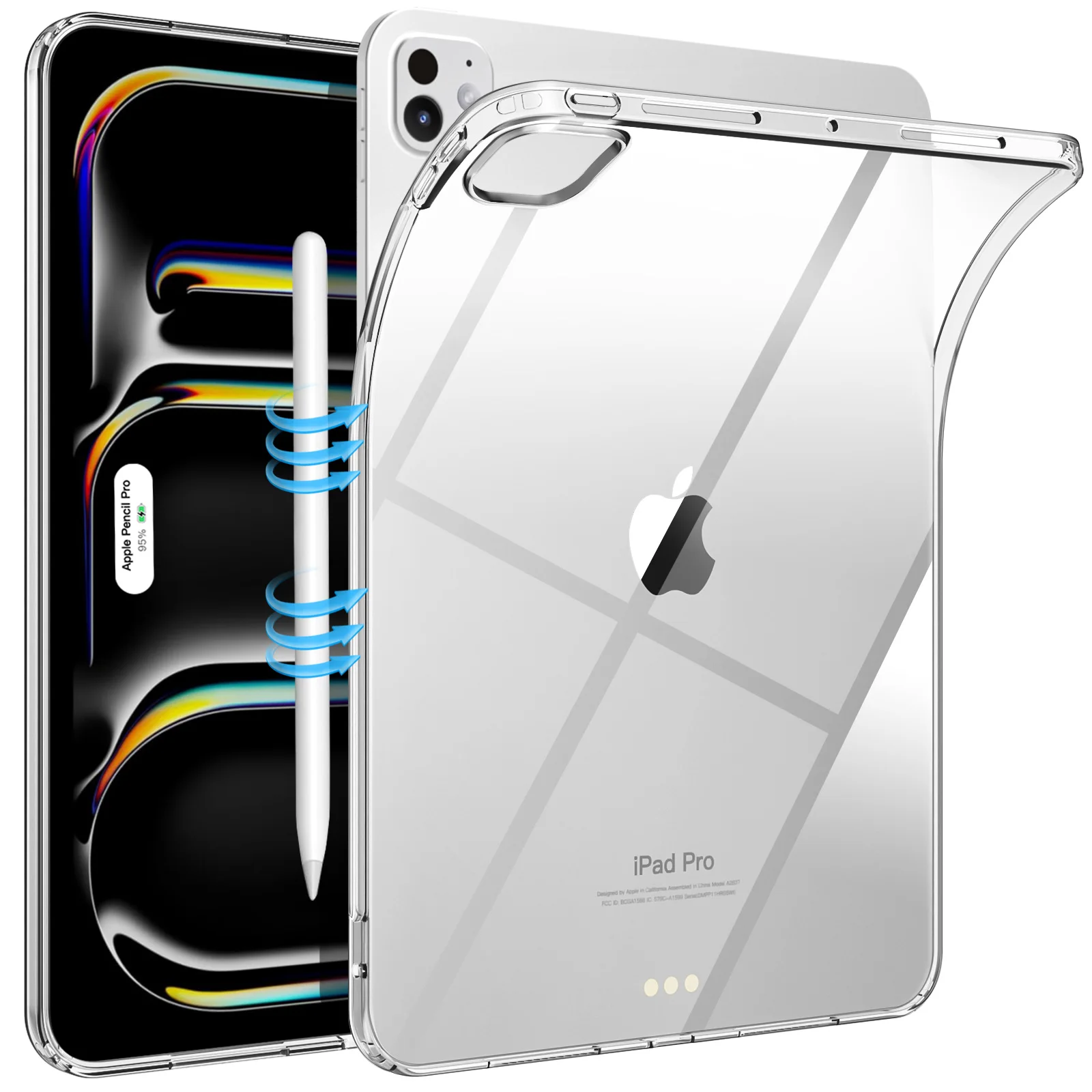 Hülle für iPad Pro 11 Zoll (M4) 2024, transparent, schlank, leicht, TPU, transparente Rückseite, Schutzhülle für das brandneue iPad Pro 11 Zoll