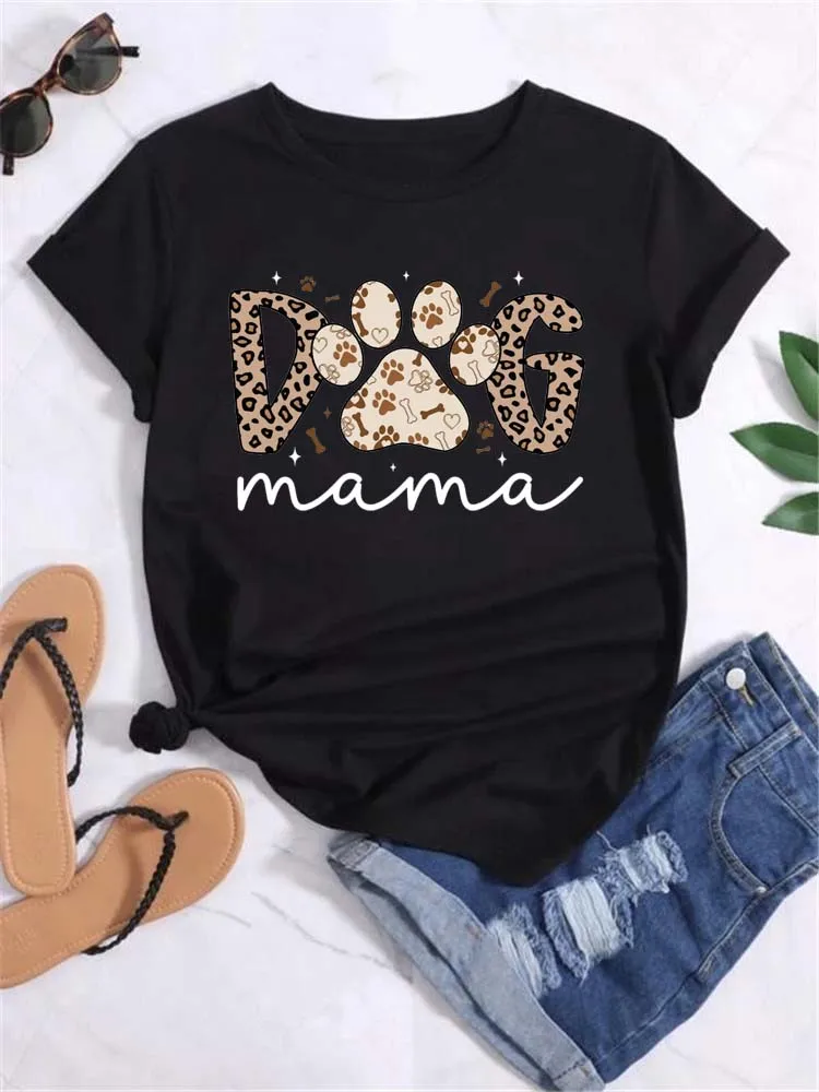 Trend Dog Mama T-shirt da donna stampate Moda Cartoon Stampa grafica T-shirt Abbigliamento Camicia femminile Manica corta T-shirt casual