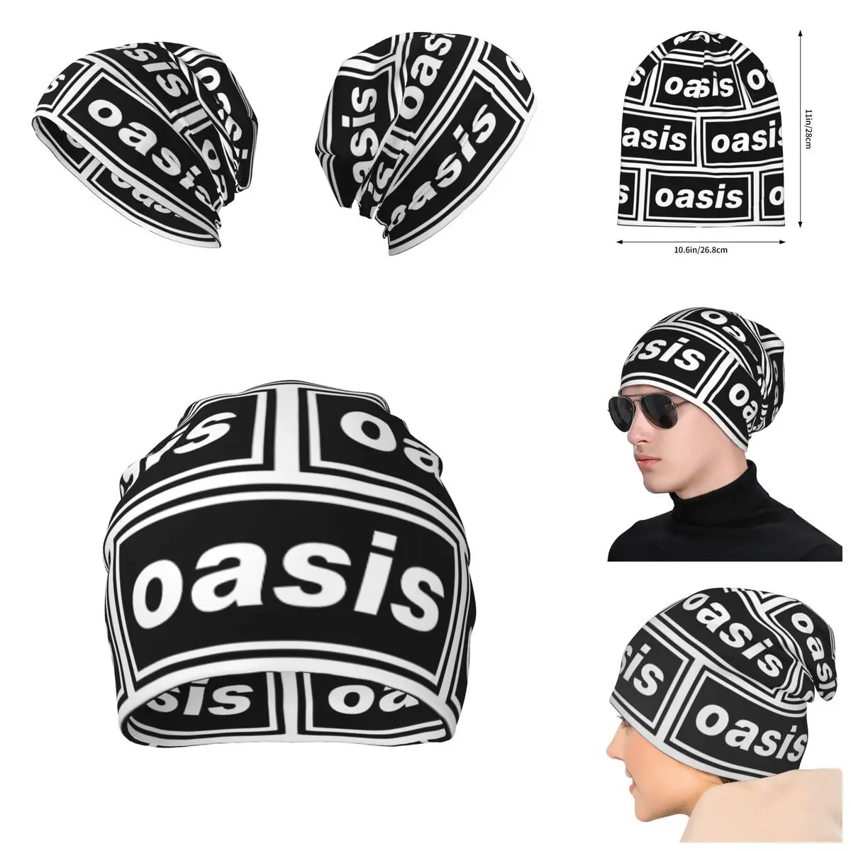 3D Color printing Knitted Hat For Men And Women, O-Oasis Rock 90's Band Leisure Gift Unisex winter Warm Brimless Urinal Hat