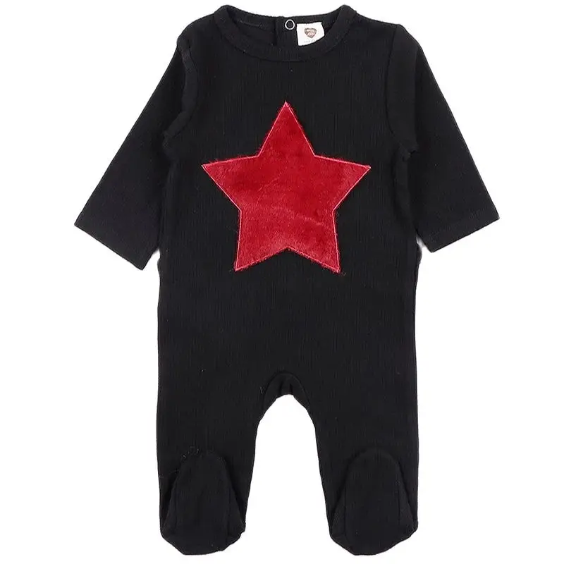 Baby romper pyjamas kids clothes long sleeves children clothing heart star baby overalls ribbed boy girls clothes footies romper