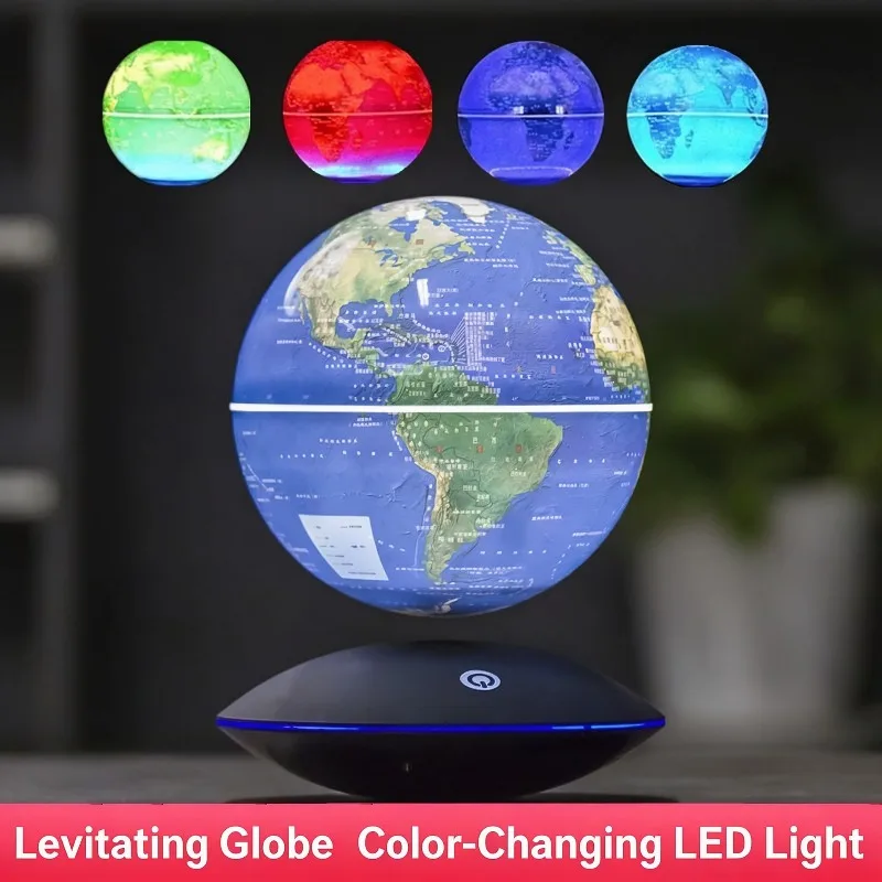 Magnetic Levitation Globe 6 Inch 360 Rotating Floating Earth LED Light Up 7 Color for Office Desk Decor Home Education