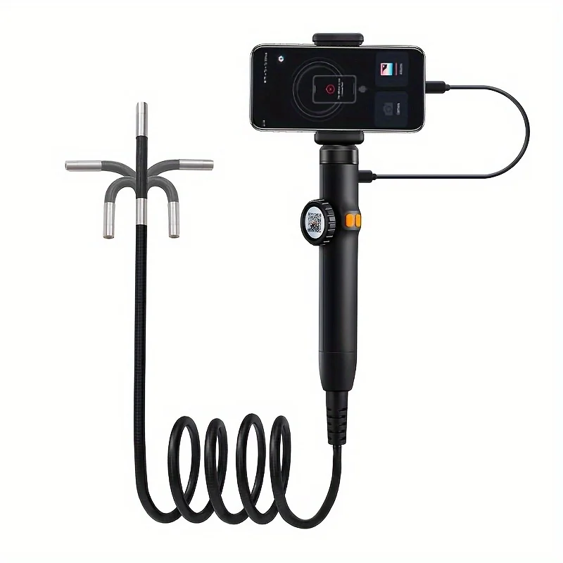 360° Rotatable Industrial-Grade Endoscope for Smartphone, 1440p HD Video Inspection Camera, for iOS& Android Car Diagnostic Too