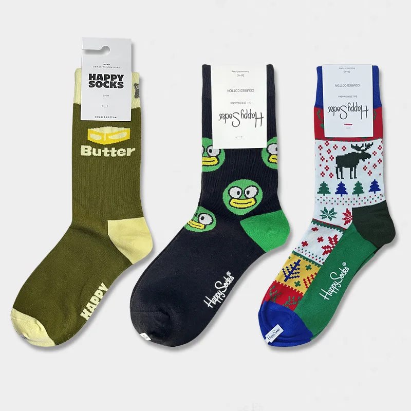 Happy Socks Multi Pattern Design Fashion Fun Trendy Socks Cotton Mix Gift