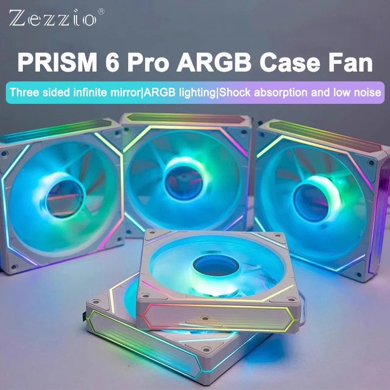 ZEZZIO PRISM 6 PRO 120mm ARGB Wentylator Obudowy PWM Sterowanie Temperaturą 5V 3PIN 3-stronne Lustro Nieskończoności Cichy Wentylator Chłodzący do Komputera