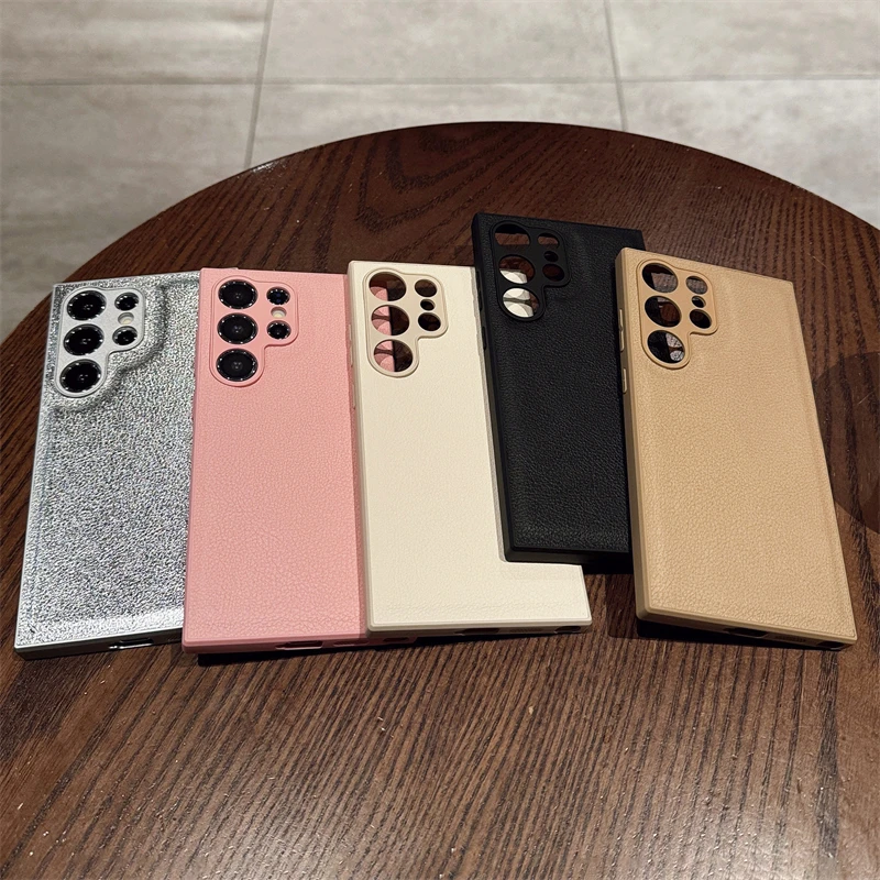 Suitable for Samsung Galaxy S26 S25 S24 S23 S22 S21 Ultra Plus Luxury Leather Texture Matte Shockproof Phone Case