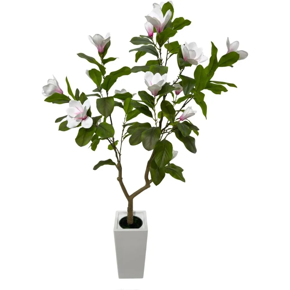 

Artificial Magnolia Tree with White Flowers, 6ft Potted Plant, Decorative Indoor Faux Botanical in White Planter