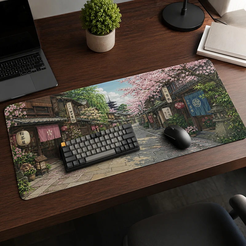 Japanese Old Town Street Mouse Pad Gaming printon demand New Large Mousepad XXL keyboard pad Soft Office PC Mouse Mats Table Mat