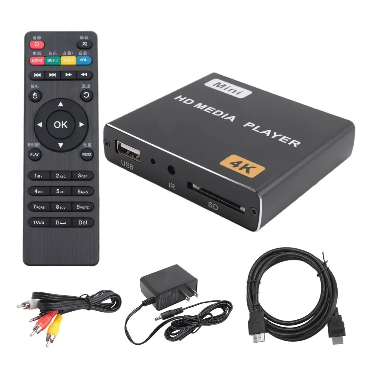 مشغل وسائط ABGN Mini 4K HDD 1080P مشغل فيديو رقمي أفقي وعمودي مع محرك أقراص USB/بطاقات SD قابس أمريكي #3