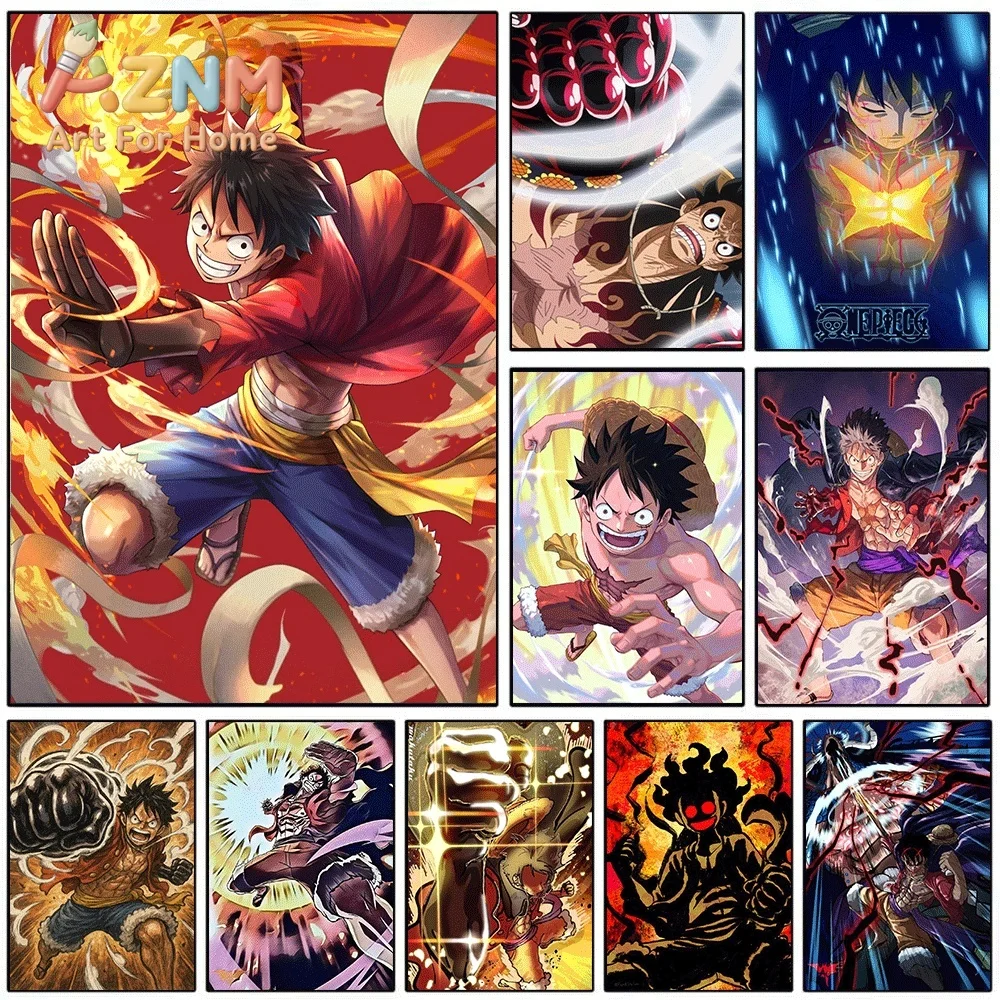 One Piece Monkey D Luffy Wano Country Anime Collage Canvas Wall Art Unframed Single Canvas Print Wall Poster For Bedroom Livin