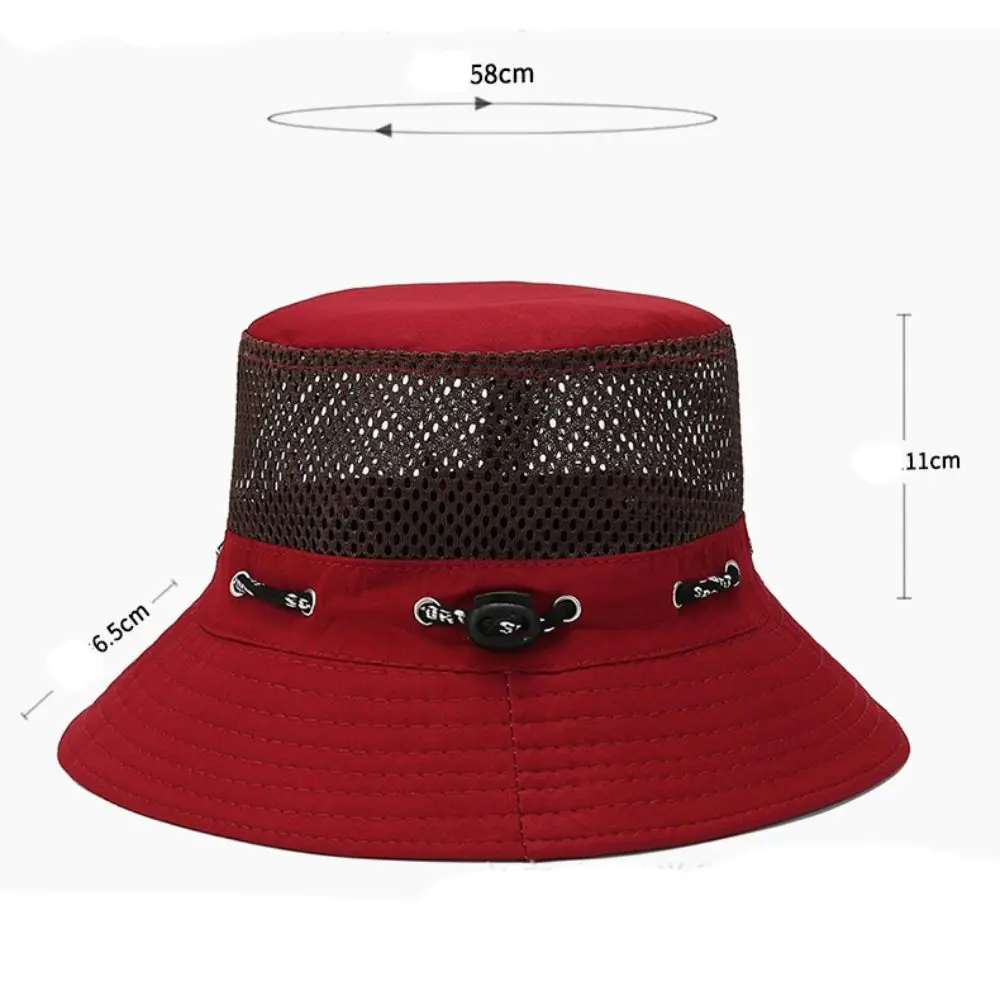 Summer Foldable Men Women Bucket Hat Summer Sunshade Sunscreen Fisherman Cap with Rope Outdoor Sports Travel Sun Hats