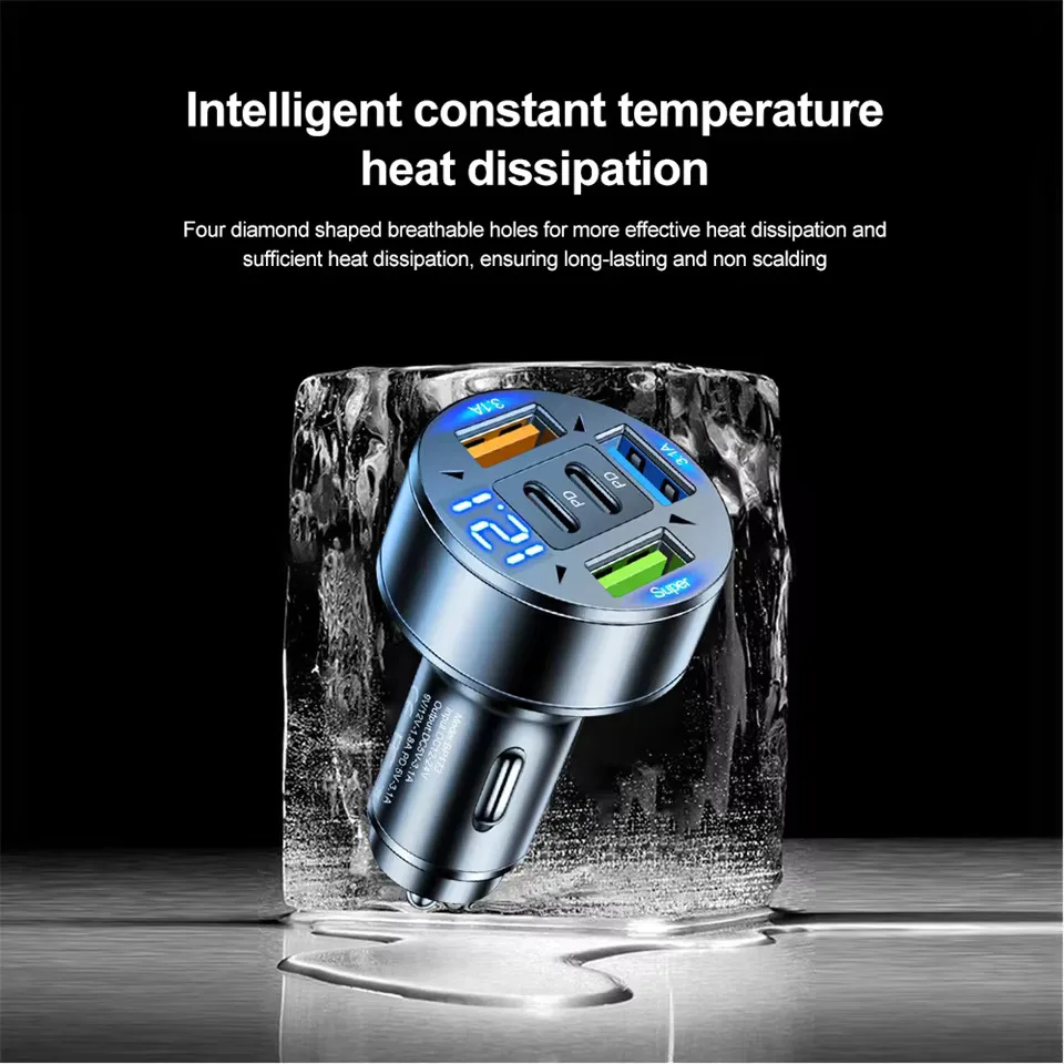 شاحن سيارة 250 واط 5 منافذ شحن سريع PD QC3.0 USB C محول شاحن هاتف السيارة مع الجهد آيفون سامسونج هواوي شاومي